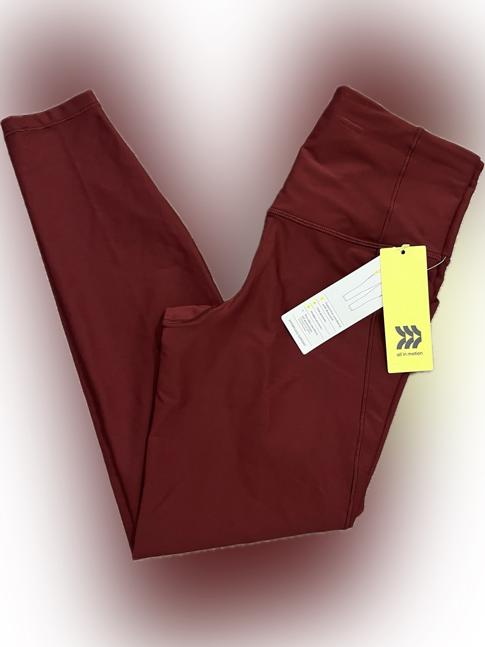 All in Motion Effortless Support Pocketed Legging NWT $30 Burgundy S 7/8